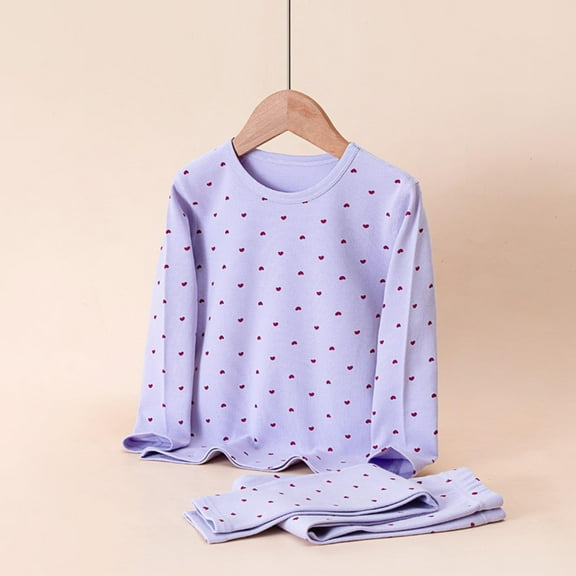 Spazoro Toddler Girls Pajamas Sets, Cute Print 2 Pieces 100%Cotton Sleepwear Long Sleeve Shirts and Pants Pjs Set for Girls Purple Size 2-12T