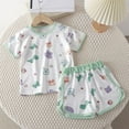 thumbnail image 1 of Spazoro Toddler Girls Pajamas Shirts and Shorts, Short Sleeve Cute Print Crew Neck Comfortable Casual Home Wear Outfit Sets for Child Girls Boys Green Size 7 T, 1 of 3