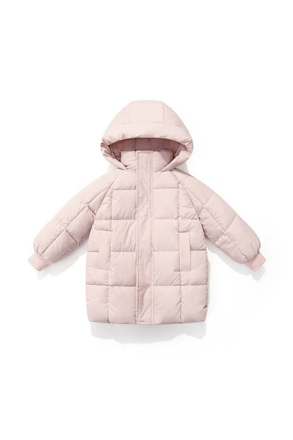 Toddler Girls Parka Jackets, Fleece Padded Full-Zip Windproof Hooded Winter Coat for Kids Pink Size 3 T