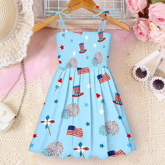 Spazoro Toddler Girls Princess Dress, Floral Print Crew Neck 2025 New Style Sleeveless Summer Dresses for Child Girls Blue Size 3 T