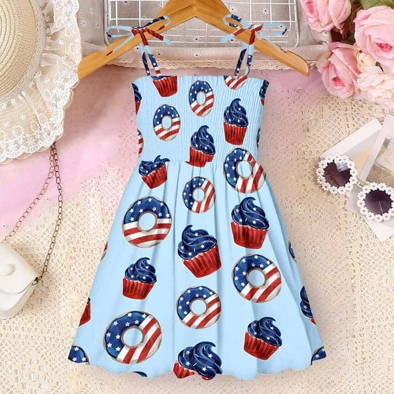 Spazoro Toddler Girls Princess Dress, Sleeveless Crew Neck Floral Print 2025 New Style Summer Dresses for Child Girls Blue Size 5 T