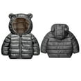 thumbnail image 1 of Spazoro Toddler Girls Puffer Jackets, Fleece Padded Bear Ear Hood Full-Zip Windproof Winter Coat for Kids Black Size 5 T, 1 of 7