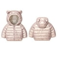 thumbnail image 1 of Spazoro Toddler Girls Puffer Jackets, Fleece Padded Full-Zip Bear Ear Hood Windproof Winter Coat for Kids Pink Size 4 T, 1 of 5