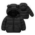 thumbnail image 1 of Spazoro Toddler Girls Puffer Jackets, Fleece Padded Full-Zip Windproof Bear Ear Hood Winter Coat for Kids Black Size 12 Months, 1 of 5