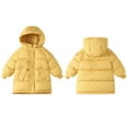 thumbnail image 1 of Spazoro Toddler Girls Puffer Jackets, Fleece Padded Windproof Full-Zip Hooded Winter Coat for Kids Yellow Size 4 T, 1 of 3