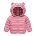 thumbnail image 1 of Spazoro Toddler Girls Puffer Jackets, Full-Zip Bear Ear Hood Windproof Fleece Padded Winter Coat for Kids Pink Size 3 T, 1 of 3