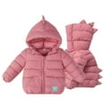thumbnail image 1 of Spazoro Toddler Girls Puffer Jackets, Full-Zip Windproof Fleece Padded Dinosaur Hood Winter Coat for Kids Red Size 2 T, 1 of 6