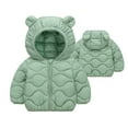 thumbnail image 1 of Spazoro Toddler Girls Puffer Jackets, Windproof Bear Ear Hood Fleece Padded Full-Zip Winter Coat for Kids Green Size 6 T, 1 of 8