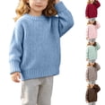 thumbnail image 1 of Spazoro Toddler Girls Pullover Sweaters, Solid Color Knitted Cotton Thick Long Sleeve Casual Tops for Fall Winter Daily Wear Blue Size 9 Months, 1 of 9