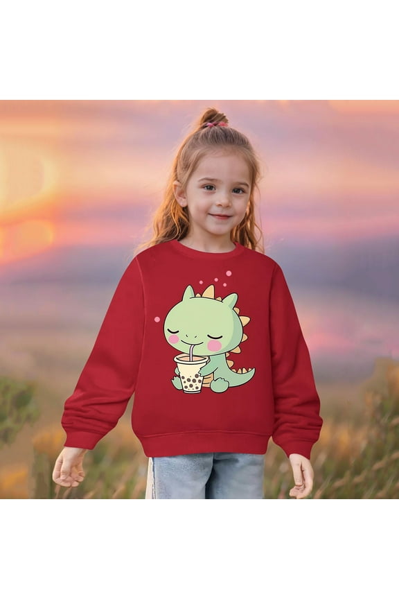 Toddler Girls Pullover Sweatshirts, Cute Print Love Fall and Winter Crew Neck Tops For Kids Girls Boys Red Size 5 T