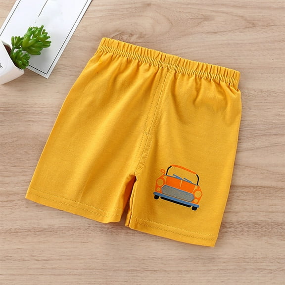 Spazoro Toddler Girls Sport Shorts, Activewear Printed Elastic Waist Summer Comfortable Fit Pants for Child Girls Boys Yellow Size 7-8T