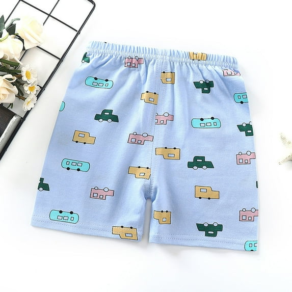 Spazoro Toddler Girls Sport Shorts, Activewear Printed Summer Elastic Waist Comfortable Fit Pants for Child Girls Boys Light Blue Size 1 T
