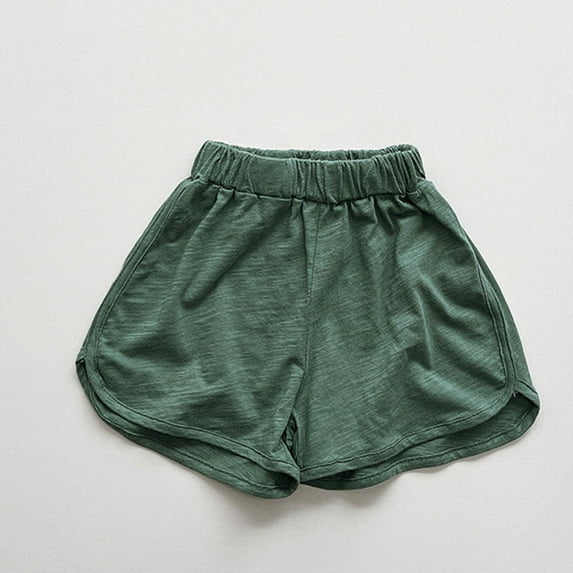 Spazoro Toddler Girls Sport Shorts, Elastic Waist Summer Activewear Solid Color Comfortable Fit Pants for Child Girls Boys Army Green Size 5-6T