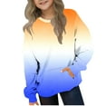 thumbnail image 1 of Spazoro Toddler Girls Swearshirts, Gradient Color Fall Winter Crew Neck with Pockets Casual Pullover Tops for Girls Orange Size 5 T, 1 of 6