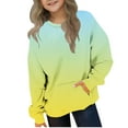 thumbnail image 1 of Spazoro Toddler Girls Swearshirts, with Pockets Fall Winter Gradient Color Crew Neck Casual Pullover Tops for Girls Green Size 1-2T, 1 of 6