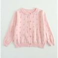 thumbnail image 1 of Spazoro Toddler Girls Sweaters, Cotton Solid Color Button Down Long Sleeve Fall Winter Cardigan for Child Girls Pink Size 5 T, 1 of 9