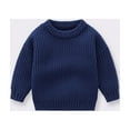 thumbnail image 1 of Spazoro Toddler Girls Sweaters, Fall Winter Knitted Cotton Long Sleeve Crew Neck Pullover Tops for Kids Girls Boys Dark Blue Size 6-9 Months, 1 of 6