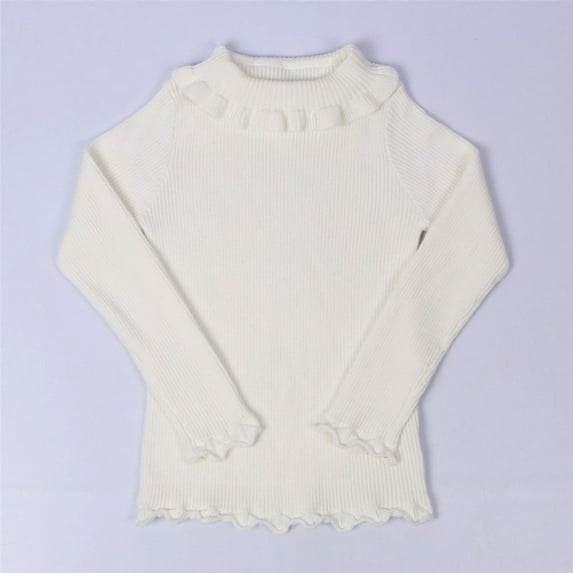Spazoro Toddler Girls Sweaters, Fall Winter Knitted Cotton Long Sleeve Turtleneck Pullover Tops for Kids Girls Boys White Size 4-5T