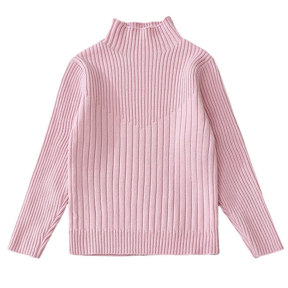 Spazoro Toddler Girls Sweaters, Fall Winter Long Sleeve Turtleneck Pullover Tops for Kids Girls Boys Pink Size 7T