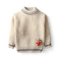 thumbnail image 1 of Spazoro Toddler Girls Sweaters, Knitted Cotton Crew Neck Fall Winter Long Sleeve Pullover Tops for Kids Girls Boys Beige Size 8 T, 1 of 7