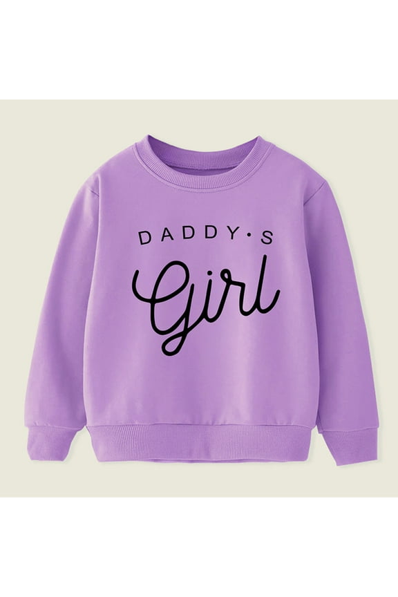 Toddler Girls Sweatshirts, Casual Long Sleeve Round Neck Printed Tops For Girls Purple Size 3 T