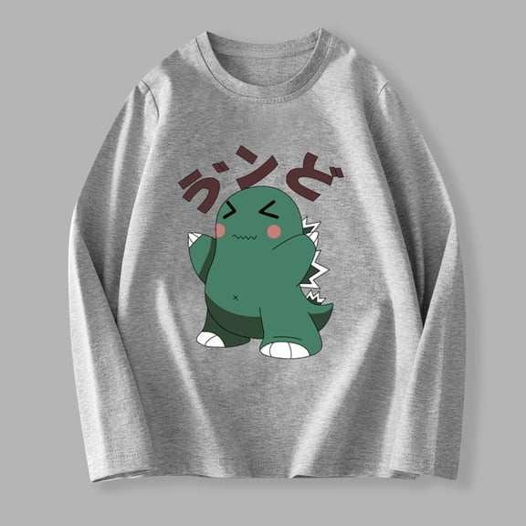 Spazoro Toddler Girls Sweatshirts, Crew Neck Graphic Casual Long Sleeve Pullover Tops for Kids Girls Boys Gray Size 5 T
