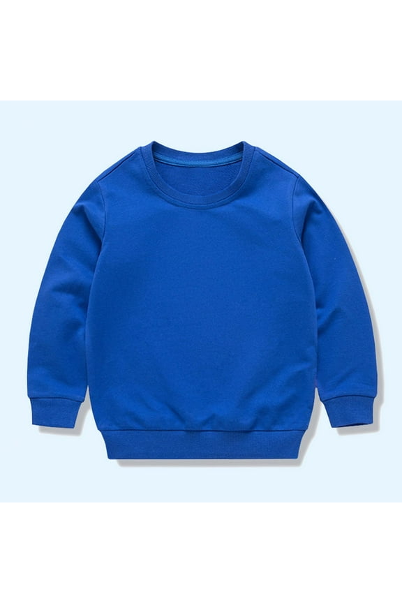 Toddler Girls Sweatshirts, Crew Neck Long Sleeve Casual Solid Color Pullover Tops for Kids Girls Boys Blue Size 3 T