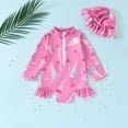 thumbnail image 1 of Spazoro Toddler Girls Swimsuits, Breathable Quick Drying Floral Print 2 PC with Sun Protection Beach Swimming Pool Swimsuit for Chid Girls Hot Pink Size 12 Months, 1 of 7