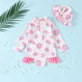 thumbnail image 1 of Spazoro Toddler Girls Swimsuits, with Sun Protection Breathable Quick Drying Floral Print 2 PC Beach Swimming Pool Swimsuit for Chid Girls Pink Size 18 Months, 1 of 7