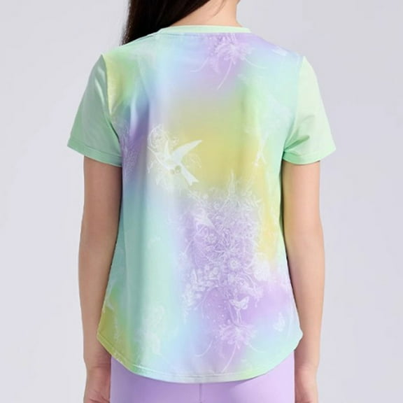 Spazoro Toddler Girls T-shirts, Activewear Sport Crewneck Summer with Gradient Color Short Sleeve Tops Green Size 4-16T