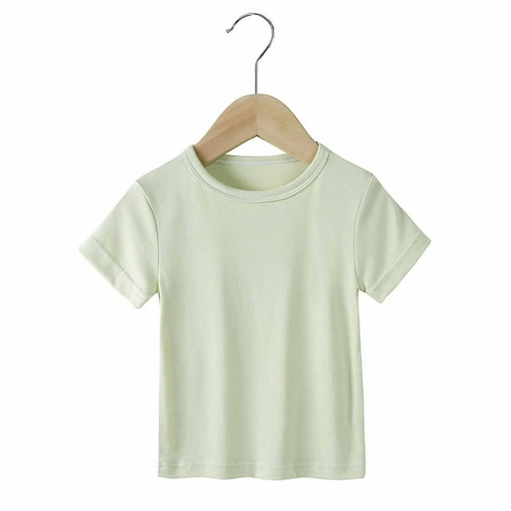 Spazoro Toddler Girls T-shirts, Casual Crewneck Solid Color Summer Short Sleeve Tops Green Size 6 Months-7 T