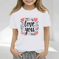 thumbnail image 1 of Spazoro Toddler Girls T-shirts, Casual Crewneck Summer Love Mom Short Sleeve Tops White Size 2-13T, 1 of 7