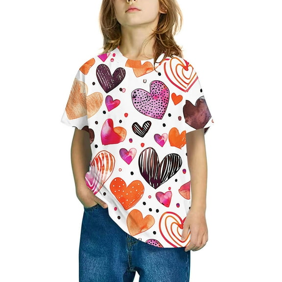 Spazoro Toddler Girls T-shirts, Casual Crewneck Summer Printed Short Sleeve Tops Tee Multicolor Size 5-6T