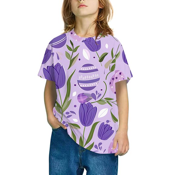 Spazoro Toddler Girls T-shirts, Casual Summer Crewneck Printed Short Sleeve Tops Tee Multicolor Size 5-6T