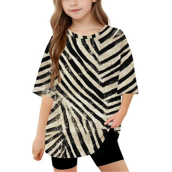 Spazoro Toddler Girls T-shirts, Casual Summer Floral Print Crewneck Short Sleeve Tops Tee Multicolor Size 10 T