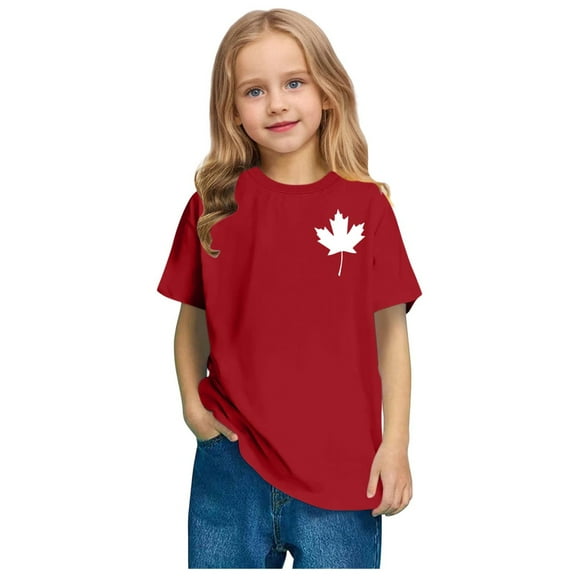 Spazoro Toddler Girls T-shirts, Casual Summer Graphic Crewneck Short Sleeve Tops Tee Red Size 7 T