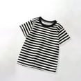 thumbnail image 1 of Spazoro Toddler Girls T-shirts, Crewneck Activewear Sport Striped Summer Short Sleeve Tops Black Size 2-10T, 1 of 5