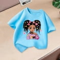 thumbnail image 1 of Spazoro Toddler Girls T-shirts, Crewneck Casual Summer Graphic Tee Short Sleeve Tops Light Blue Size 3-12T, 1 of 3