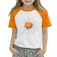 thumbnail image 1 of Spazoro Toddler Girls T-shirts, Crewneck Graphic Summer Casual Short Sleeve Tops Tee Orange Size 7 T, 1 of 4
