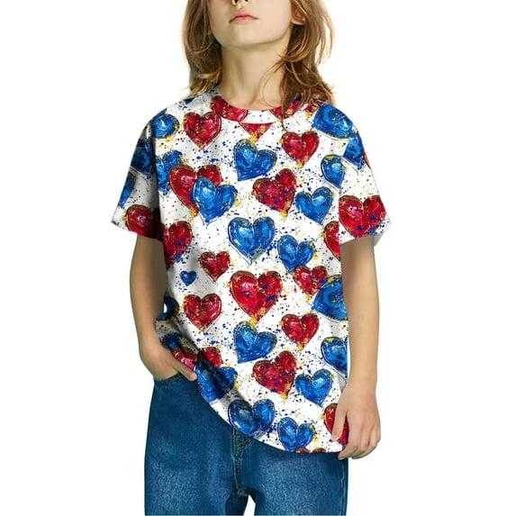 Spazoro Toddler Girls T-shirts, Crewneck Printed Summer Casual Short Sleeve Tops Tee Multicolor Size 9-10T