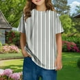 thumbnail image 1 of Spazoro Toddler Girls T-shirts, Crewneck Striped Casual Summer Short Sleeve Tops Tee Gray Size 9 T, 1 of 6