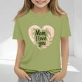 thumbnail image 1 of Spazoro Toddler Girls T-shirts, Crewneck Summer Love Mom Casual Short Sleeve Tops Green Size 2-13T, 1 of 7