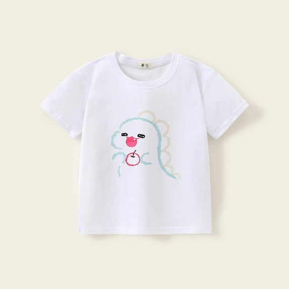 Spazoro Toddler Girls T-shirts, Graphic Tee Casual Crewneck Summer Short Sleeve Tops White Size 2-10T