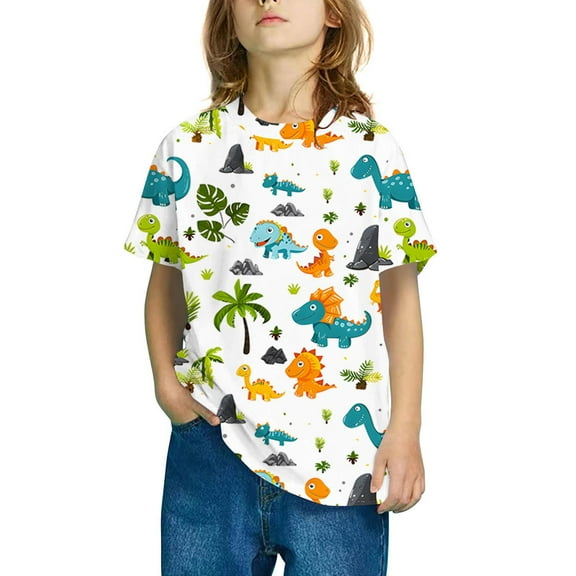 Spazoro Toddler Girls T-shirts, Printed Crewneck Casual Summer Short Sleeve Tops Tee Multicolor Size 5-6T