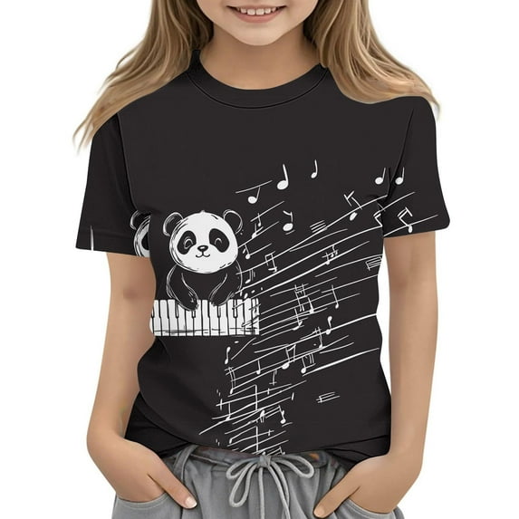 Spazoro Toddler Girls T-shirts, Printed Crewneck Summer Casual Short Sleeve Tops Tee White Size 3 T