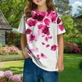 thumbnail image 1 of Spazoro Toddler Girls T-shirts, Printed Summer Crewneck Casual Short Sleeve Tops Tee Hot Pink Size 13 T, 1 of 6