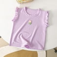 thumbnail image 1 of Spazoro Toddler Girls T-shirts, Solid Color Casual Crewneck Summer Short Sleeve Tops Purple Size 0-11T, 1 of 3