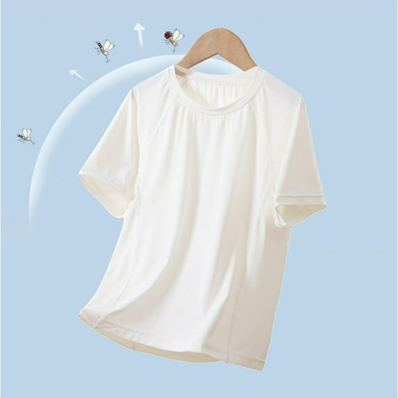 Spazoro Toddler Girls T-shirts, Summer Activewear Sport Crewneck Solid Color Short Sleeve Tops White Size 3-16T