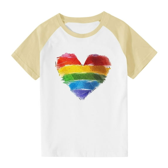 Spazoro Toddler Girls T-shirts, Summer Casual Graphic Crewneck Short Sleeve Tops Tee Yellow Size 5 T