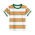 thumbnail image 1 of Spazoro Toddler Girls T-shirts, Summer Casual Striped Crewneck Short Sleeve Tops Orange Size 3-15T, 1 of 4